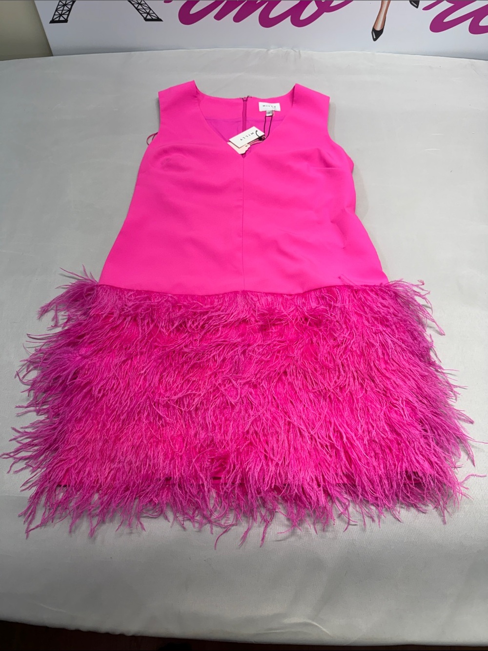 Milly Bright Hot Pink V-Neck Dress